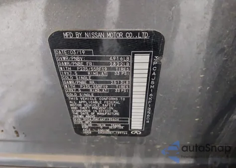 2019 Infiniti Qx50 Luxe from USA, damaged, VIN 3PCAJ5M16KF135604